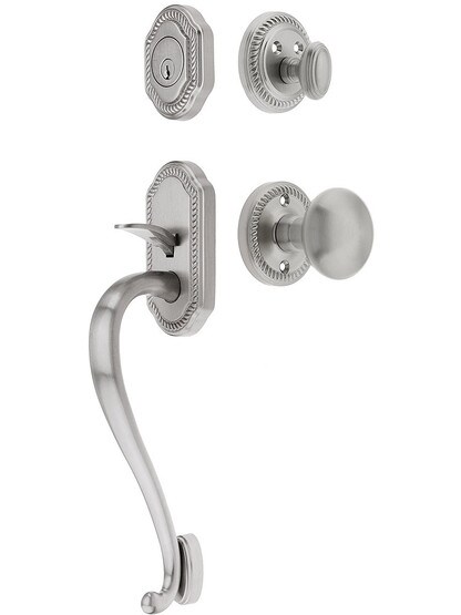 Newport Entry Lock Set in Satin Nickel Finish with Fifth Avenue Knob and